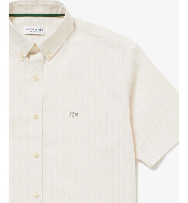 LACOSTE「モノグラム柄 プリントジャカードシャンブレーオックスフォードシャツ」|シャツ・ブラウス|ホワイト