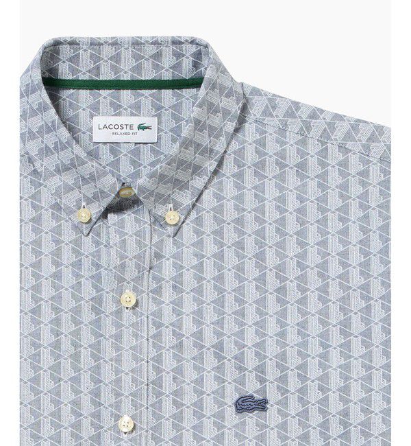 LACOSTE「モノグラム柄 プリントジャカードシャンブレーオックスフォードシャツ」|シャツ・ブラウス|