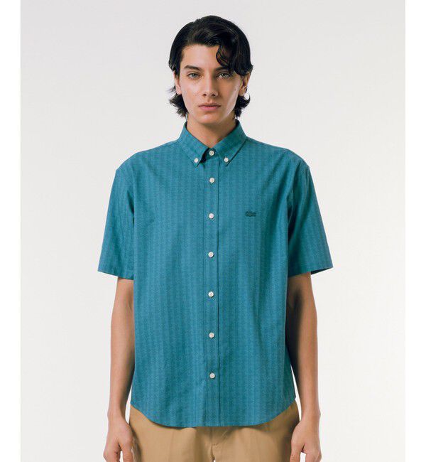 LACOSTE「モノグラム柄 プリントジャカードシャンブレーオックスフォードシャツ」|シャツ・ブラウス|