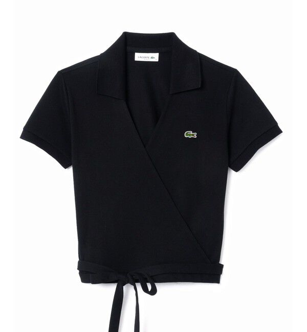 LACOSTE「ハイストレッチ 鹿の子 ラップフロント クロップド丈半袖ポロシャツ」|ポロシャツ|