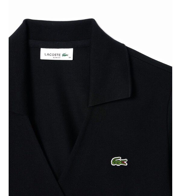 LACOSTE「ハイストレッチ 鹿の子 ラップフロント クロップド丈半袖ポロシャツ」|ポロシャツ|