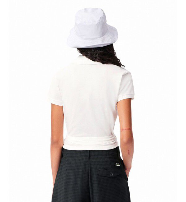 LACOSTE「ハイストレッチ 鹿の子 ラップフロント クロップド丈半袖ポロシャツ」|ポロシャツ|