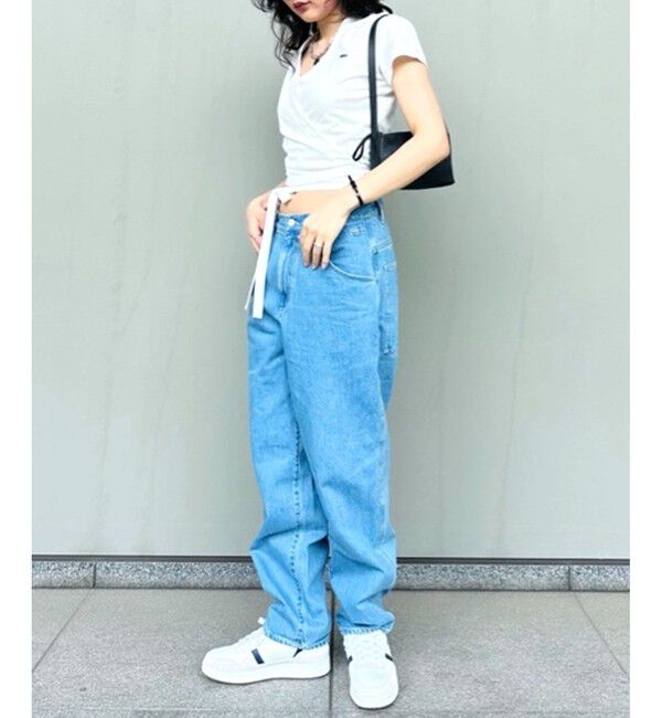 LACOSTE「ハイストレッチ 鹿の子 ラップフロント クロップド丈半袖ポロシャツ」|ポロシャツ|