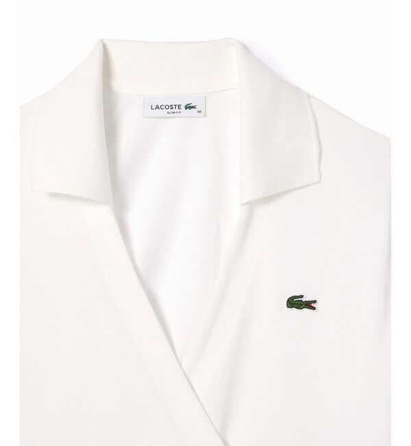 LACOSTE「ハイストレッチ 鹿の子 ラップフロント クロップド丈半袖ポロシャツ」|ポロシャツ|