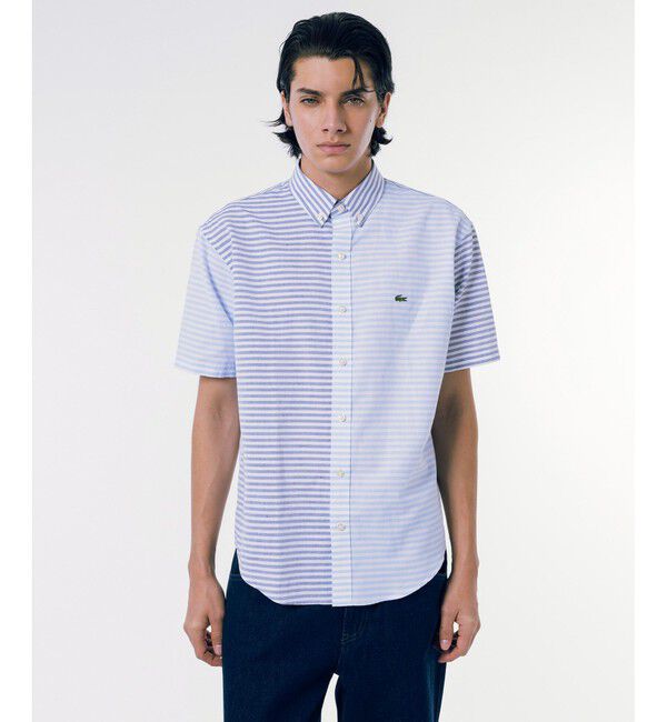 LACOSTE「コットンリネンボーダーシャツ」|シャツ・ブラウス|ホワイト