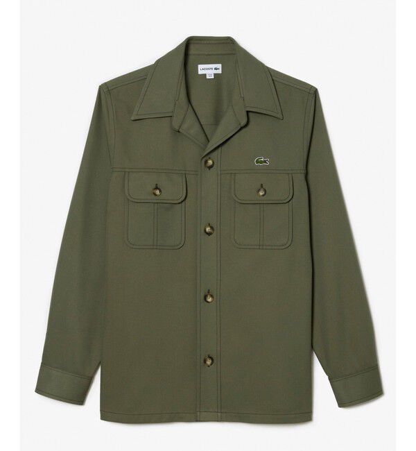 LACOSTE「レーヨンブレンドヘビーウェイトミリタリーシャツ」|シャツ・ブラウス|モスグリーン