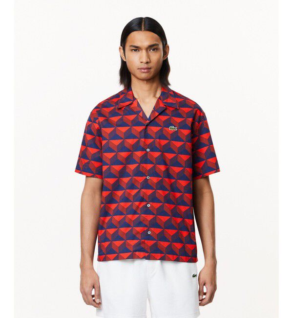 LACOSTE「オーガニックコットン ロバート・ジョージ オールオーバーオープンカラーシャツ」|シャツ・ブラウス|レッド