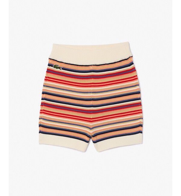 LACOSTE「ノスタルジックボーダーニットショートパンツ」|その他|オレンジ