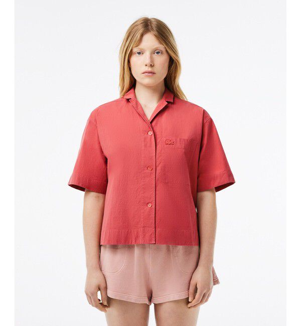LACOSTE「ボックスシルエットオープンカラーシャツ」|シャツ・ブラウス|ローズ