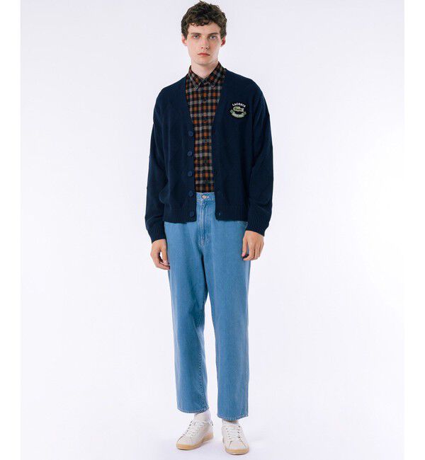 LACOSTE「トーナルアーガイル柄 Vネックコットンニットカーディガン」|カーディガン|