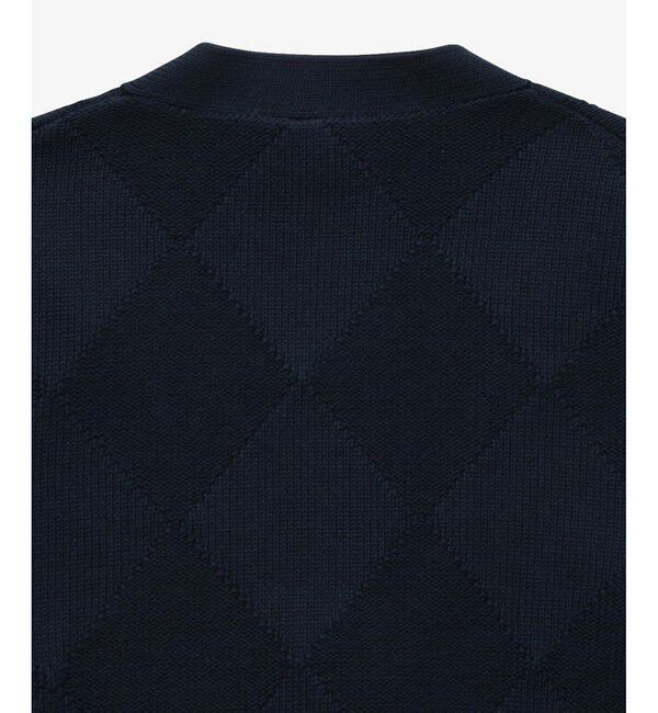 LACOSTE「トーナルアーガイル柄 Vネックコットンニットカーディガン」|カーディガン|