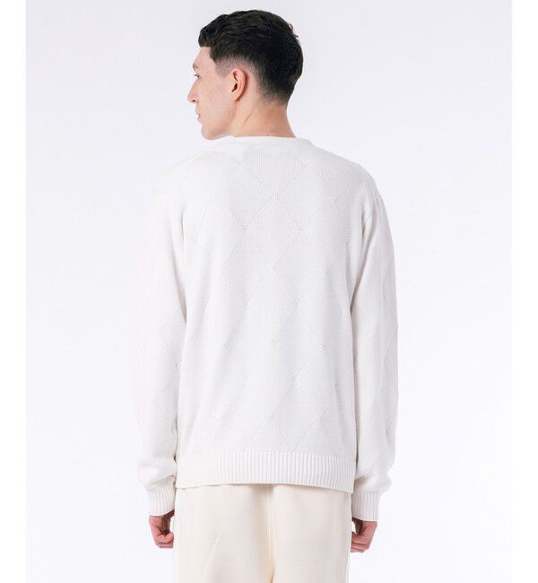 LACOSTE「トーナルアーガイル柄 Vネックコットンニットカーディガン」|カーディガン|