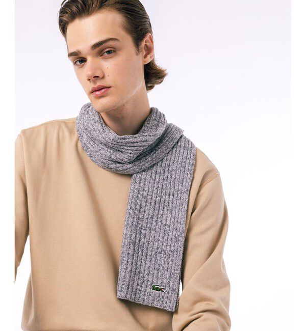LACOSTE「メランジェニットマフラー」|マフラー|グレー