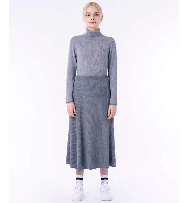 LACOSTE「ボリューム フレア 切り替えリブニットスカート」|スカート|