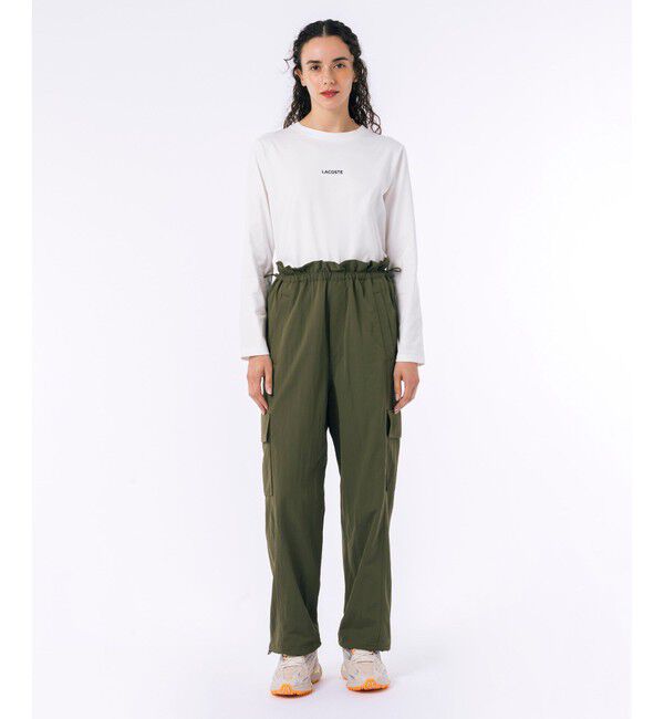 LACOSTE「ナイロンツイルカーゴパンツ」|カーゴ|カーキ