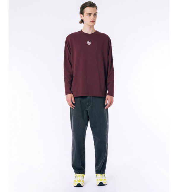 LACOSTE「オーバーサイズ PARISロゴ ヘビーウェイト 長袖Tシャツ / ロンT」|Tシャツ・カットソー|