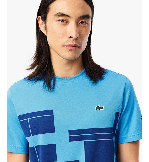 LACOSTE「UPF50＋ UVカット 『ノバク・ジョコビッチ』コートプリント ウルトラドライ 半袖Tシャツ」|Tシャツ・カットソー|