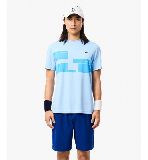 LACOSTE「UPF50＋ UVカット 『ノバク・ジョコビッチ』コートプリント ウルトラドライ 半袖Tシャツ」|Tシャツ・カットソー|