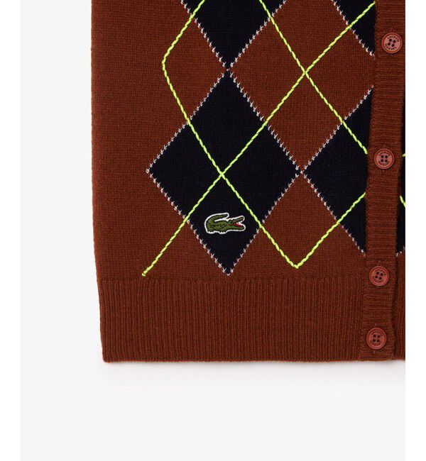 LACOSTE「アーガイル柄 ジャガード織り ニットベスト / ウールベスト」|カーディガン|