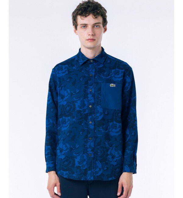 LACOSTE「無地 フラワーカモフラ柄 リバーシブルレギュラーカラーシャツ」|シャツ・ブラウス|ダークインディゴブル