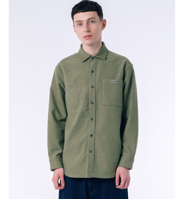 LACOSTE「無地 フラワーカモフラ柄 リバーシブルレギュラーカラーシャツ」|シャツ・ブラウス|カーキ