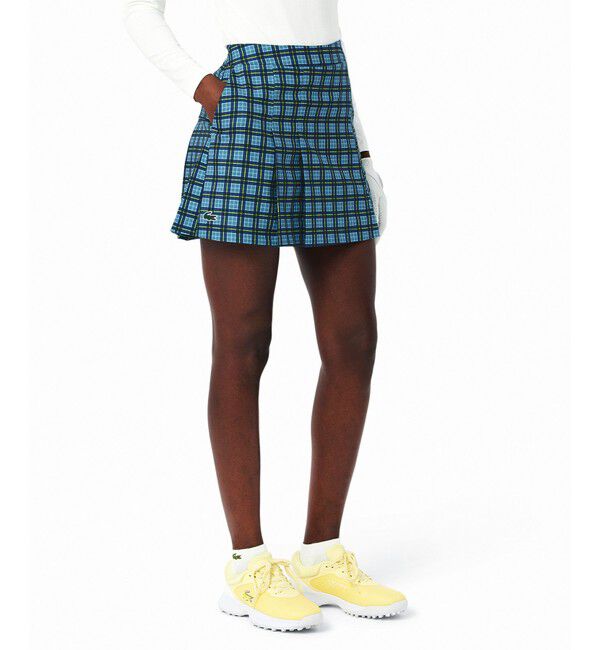 LACOSTE「ハイストレッチ ウルトラドライチェックゴルフスカート インナー付き」|スカート|ダークブルー