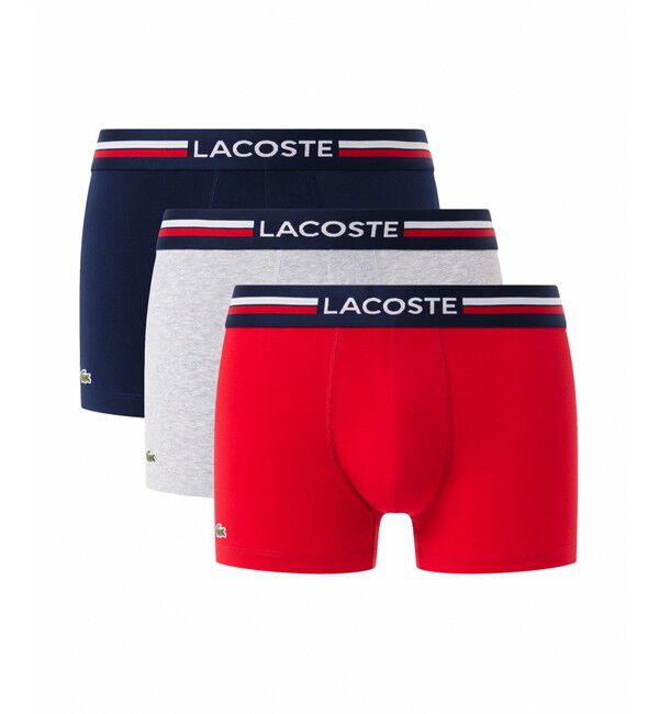 LACOSTE「３パックストレッチコットントランクボクサーショーツ / ボクサーパンツ」|インナー|レッド