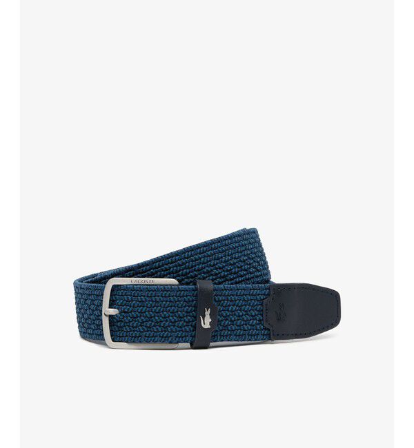 LACOSTE「ヘザーカラーストレッチメッシュベルト」|ベルト|ネイビー