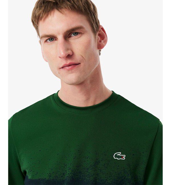 LACOSTE「UPF50 UVカット『ジョコビッチ』コートラインウルトラドライ鹿の子地Tシャツ」|Tシャツ・カットソー|