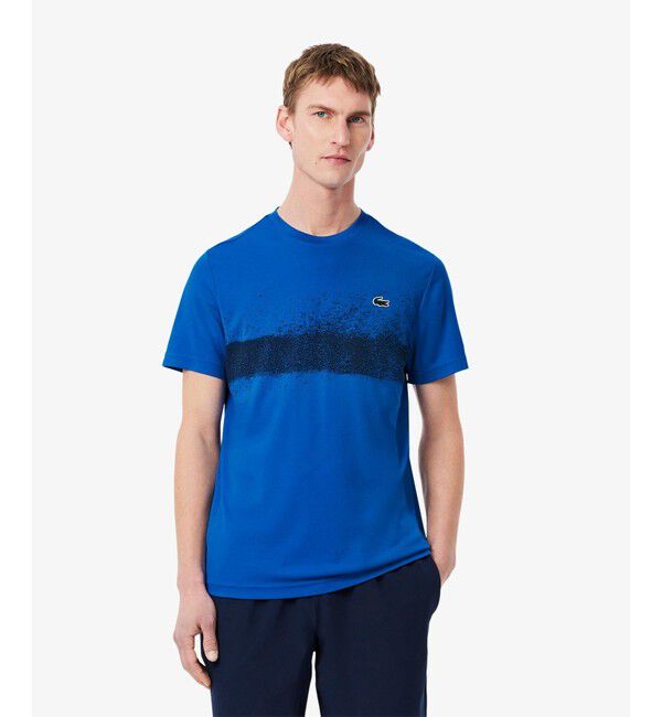 LACOSTE「UPF50 UVカット『ジョコビッチ』コートラインウルトラドライ鹿の子地Tシャツ」|Tシャツ・カットソー|ブルー