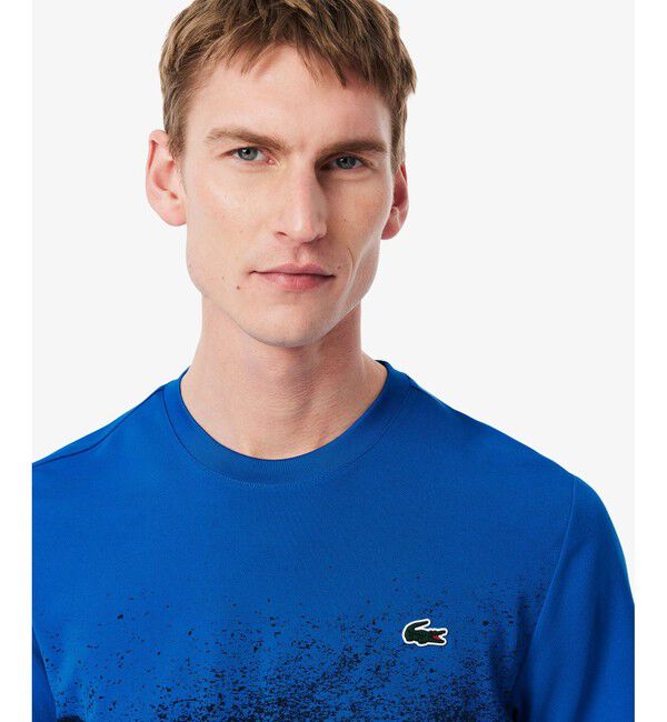 LACOSTE「UPF50 UVカット『ジョコビッチ』コートラインウルトラドライ鹿の子地Tシャツ」|Tシャツ・カットソー|