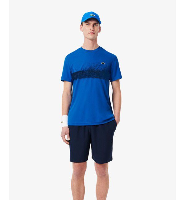 LACOSTE「UPF50 UVカット『ジョコビッチ』コートラインウルトラドライ鹿の子地Tシャツ」|Tシャツ・カットソー|