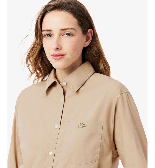 LACOSTE「クロップド丈 ウエストシャーリングシャツ ショートブルゾン」|シャツ・ブラウス|