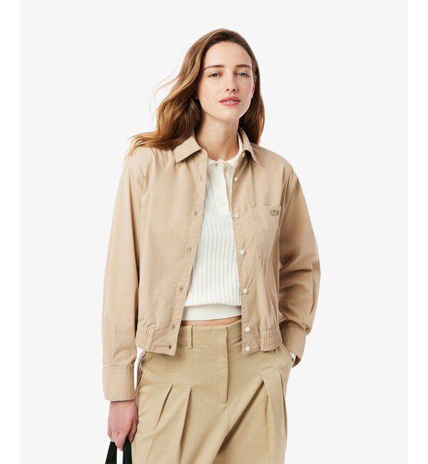 LACOSTE「クロップド丈 ウエストシャーリングシャツ ショートブルゾン」|シャツ・ブラウス|