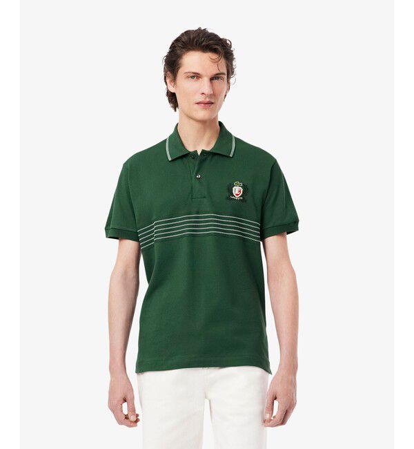 LACOSTE「フロントボーダーパネルポロシャツ」|ポロシャツ|グリーン