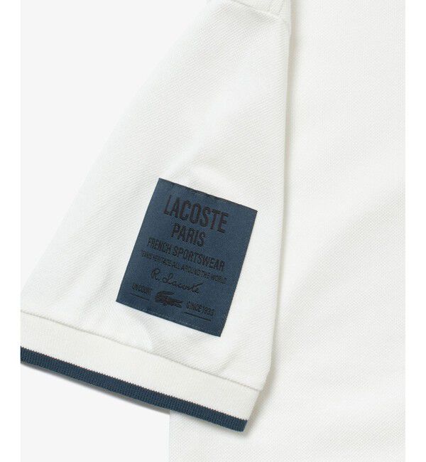 LACOSTE「スリーブネームパッチ 配色ライン鹿の子地ポロシャツ」|ポロシャツ|