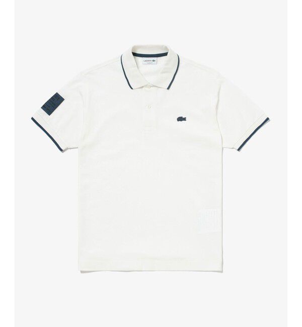 LACOSTE「スリーブネームパッチ 配色ライン鹿の子地ポロシャツ」|ポロシャツ|