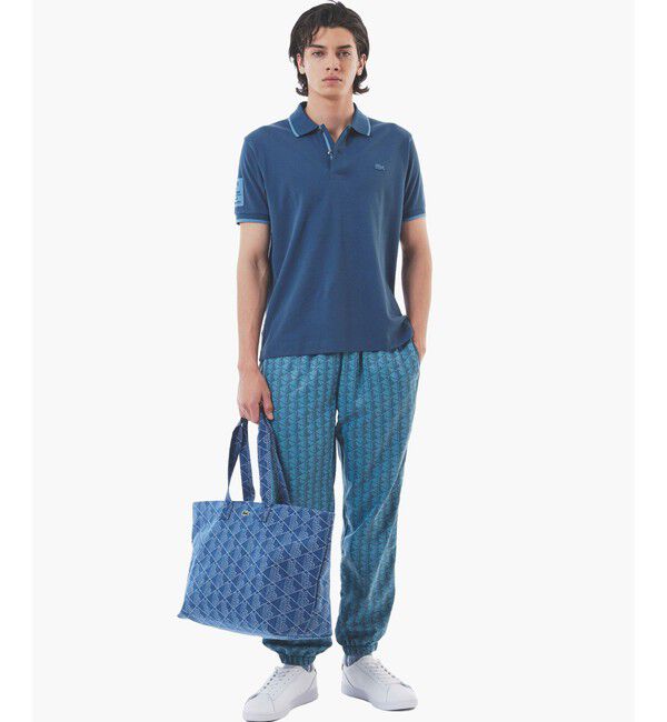 LACOSTE「スリーブネームパッチ 配色ライン鹿の子地ポロシャツ」|ポロシャツ|