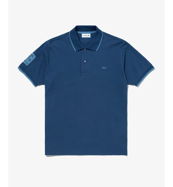 LACOSTE「スリーブネームパッチ 配色ライン鹿の子地ポロシャツ」|ポロシャツ|