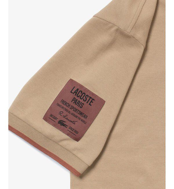 LACOSTE「スリーブネームパッチ 配色ライン鹿の子地ポロシャツ」|ポロシャツ|