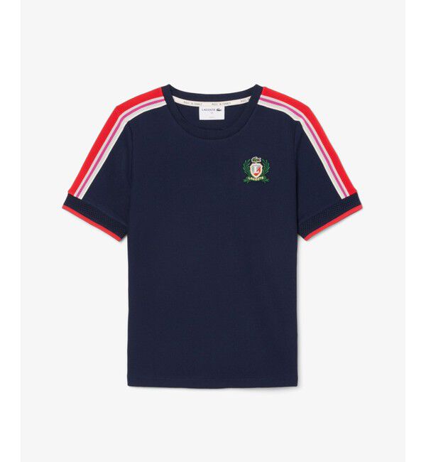 LACOSTE「ショルダーメッシュバンド鹿の子半袖Tシャツ」|Tシャツ・カットソー|
