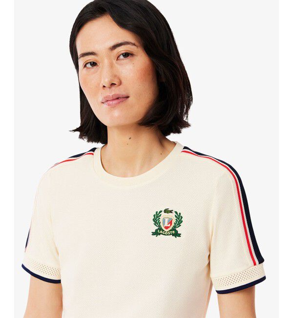 LACOSTE「ショルダーメッシュバンド鹿の子半袖Tシャツ」|Tシャツ・カットソー|