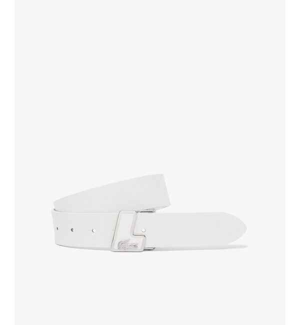 LACOSTE「イニシャルバックルレザーベルト」|ベルト|ホワイト