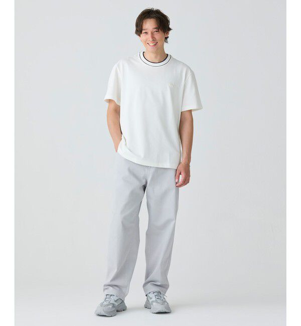 LACOSTE「配色ラインドリブネック鹿の子地 半袖Tシャツ」|Tシャツ・カットソー|