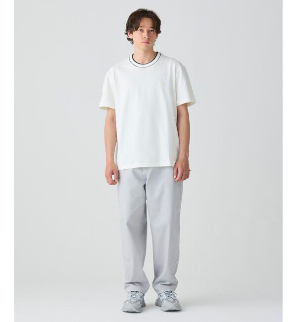 LACOSTE「配色ラインドリブネック鹿の子地 半袖Tシャツ」|Tシャツ・カットソー|