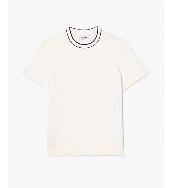 LACOSTE「配色ラインドリブネック鹿の子地 半袖Tシャツ」|Tシャツ・カットソー|
