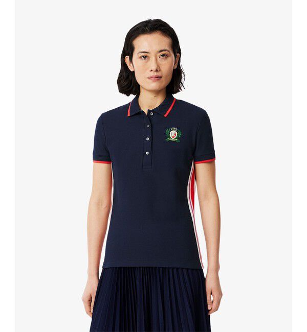 LACOSTE「サイドメッシュバンドポロシャツ」|ポロシャツ|ネイビー