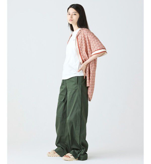 LACOSTE「アシンメトリー ワイドストレート カーゴポケットパンツ」|サルエル|