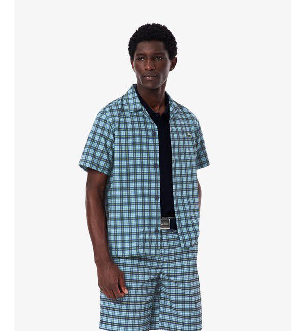 LACOSTE「ラコステゴルフチェックオープンカラーシャツ」|シャツ・ブラウス|