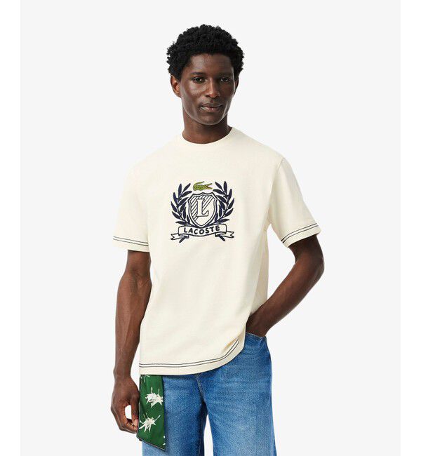 LACOSTE「ハンドステッチ風フレンチグラフィックTシャツ」|Tシャツ・カットソー|オフホワイト